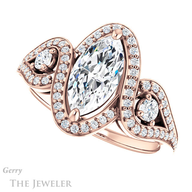 Marquise Cut Forever Brilliant Moissanite Engagement Ring #GTJ1044-marquise-fb-r