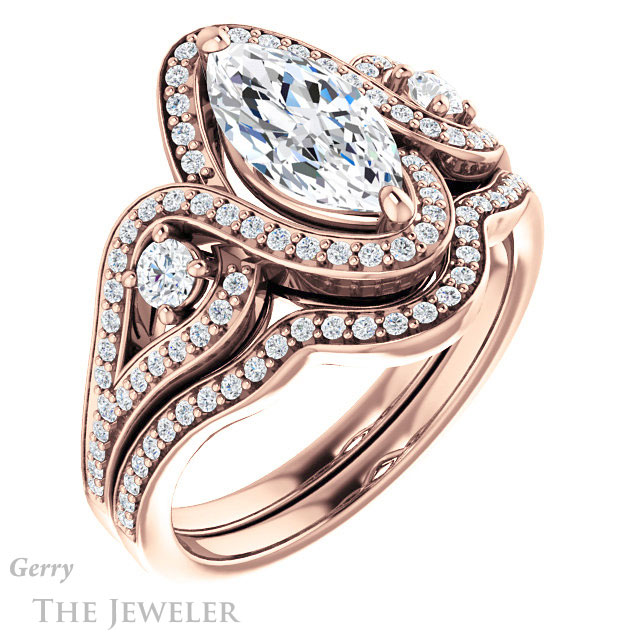 Marquise Cut Forever Brilliant Moissanite Engagement Ring #GTJ1044-marquise-fb-r