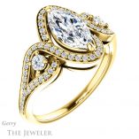 Marquise Cut Forever One Moissanite Engagement Ring #GTJ1044-marquise-fb-y 4 Marquise Cut Forever Brilliant Moissanite Engagement Ring #GTJ1044-marquise-fb-y
