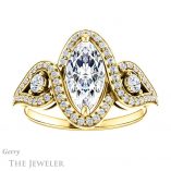 Marquise Cut Forever One Moissanite Engagement Ring #GTJ1044-marquise-fb-y 1 Marquise Cut Forever Brilliant Moissanite Engagement Ring #GTJ1044-marquise-fb-y
