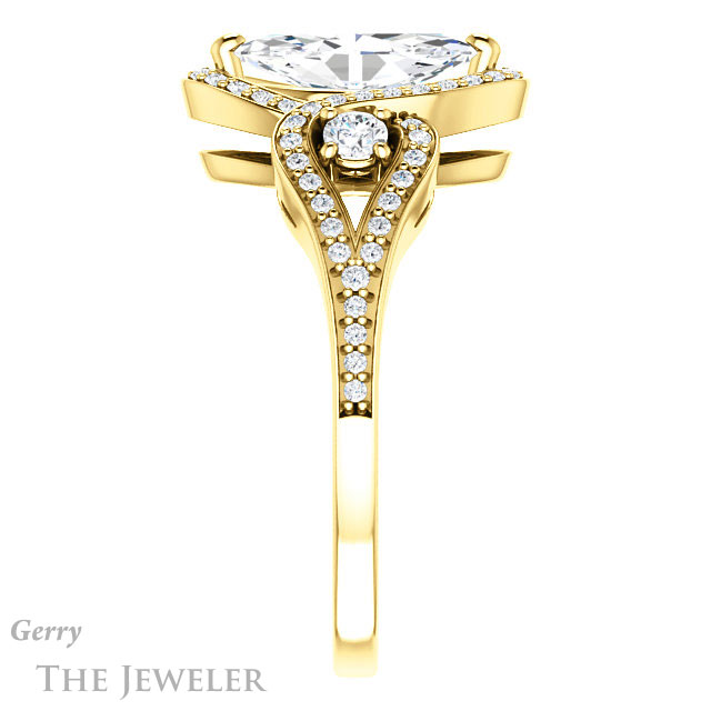 Marquise Cut Forever One Moissanite Engagement Ring #GTJ1044-marquise-fb-y 3 Marquise Cut Forever Brilliant Moissanite Engagement Ring #GTJ1044-marquise-fb-y