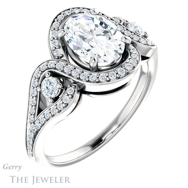 Oval Shaped Forever One Moissanite Engagement Ring #GTJ1044-oval-fo-w 4 Oval Shaped Forever One Moissanite Engagement Ring #GTJ1044-oval-fo-w