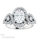 Oval Shaped Forever One Moissanite Engagement Ring #GTJ1044-oval-fo-w 1 Oval Shaped Forever One Moissanite Engagement Ring #GTJ1044-oval-fo-w