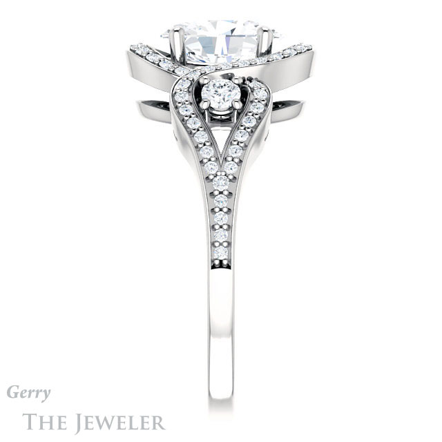 Oval Shaped Forever One Moissanite Engagement Ring #GTJ1044-oval-fo-w 3 Oval Shaped Forever One Moissanite Engagement Ring #GTJ1044-oval-fo-w