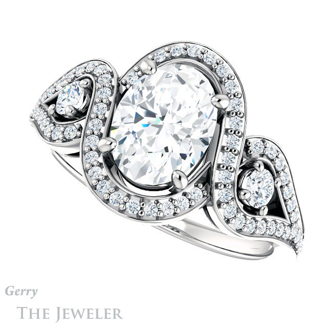 Oval Shaped Forever One Moissanite Engagement Ring #GTJ1044-oval-fo-w 5 Oval Shaped Forever One Moissanite Engagement Ring #GTJ1044-oval-fo-w