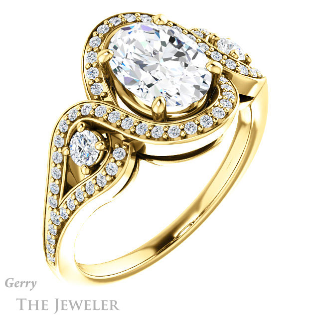 Oval Shaped Forever One Moissanite Engagement Ring #GTJ1044-oval-fo-y
