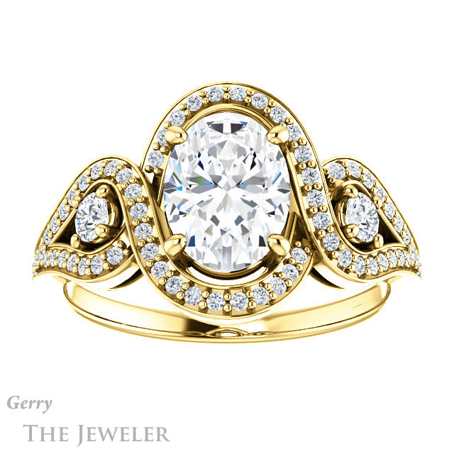 Oval Shaped Forever One Moissanite Engagement Ring #GTJ1044-oval-fo-y