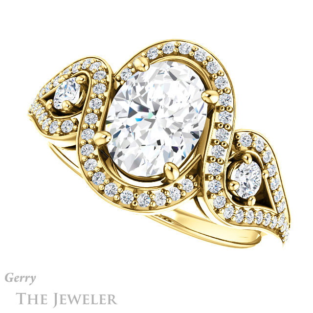Oval Shaped Forever One Moissanite Engagement Ring #GTJ1044-oval-fo-y