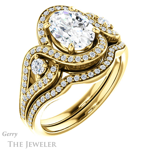 Oval Shaped Forever One Moissanite Engagement Ring #GTJ1044-oval-fo-y