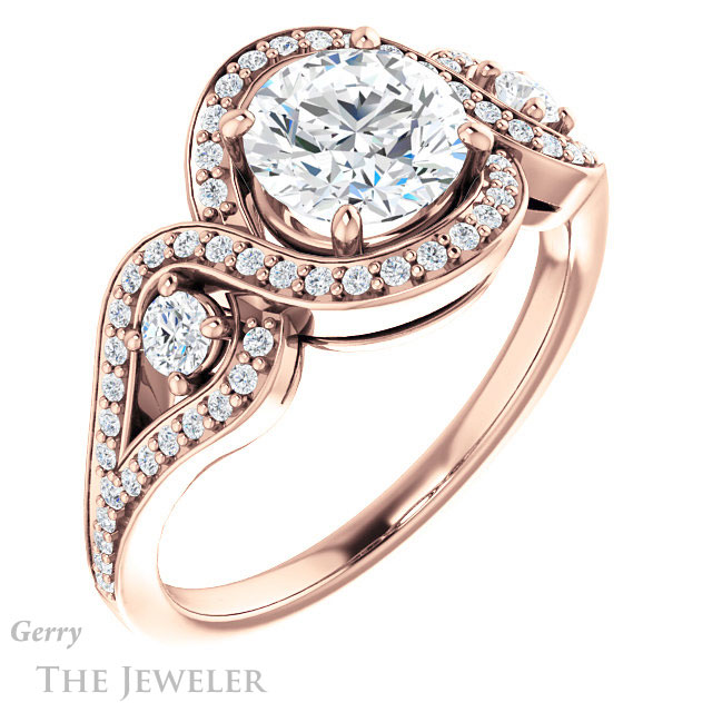 Round Cut Forever One Moissanite Engagement Ring #GTJ1044-round-fo-r