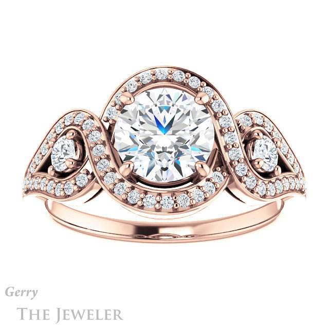 Round Cut Forever One Moissanite Engagement Ring #GTJ1044-round-fo-r