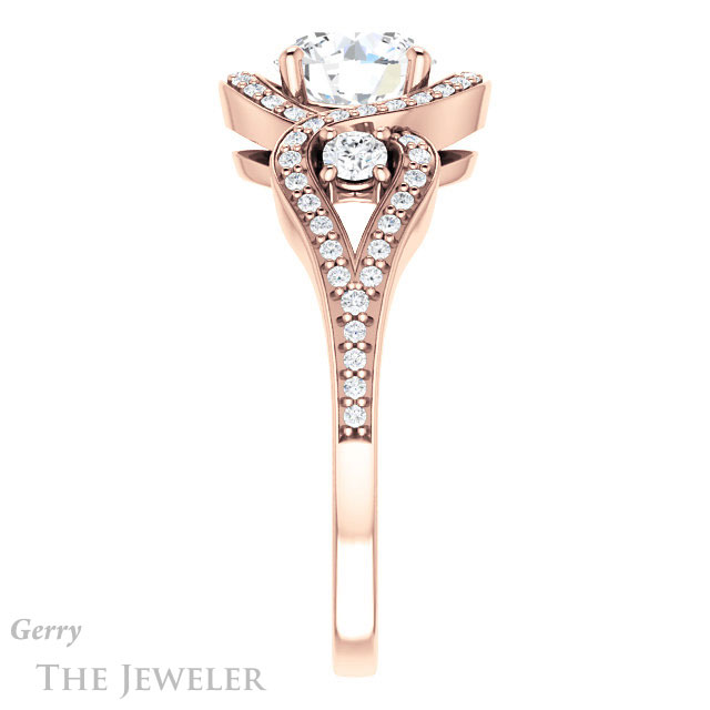 Round Cut Forever One Moissanite Engagement Ring #GTJ1044-round-fo-r