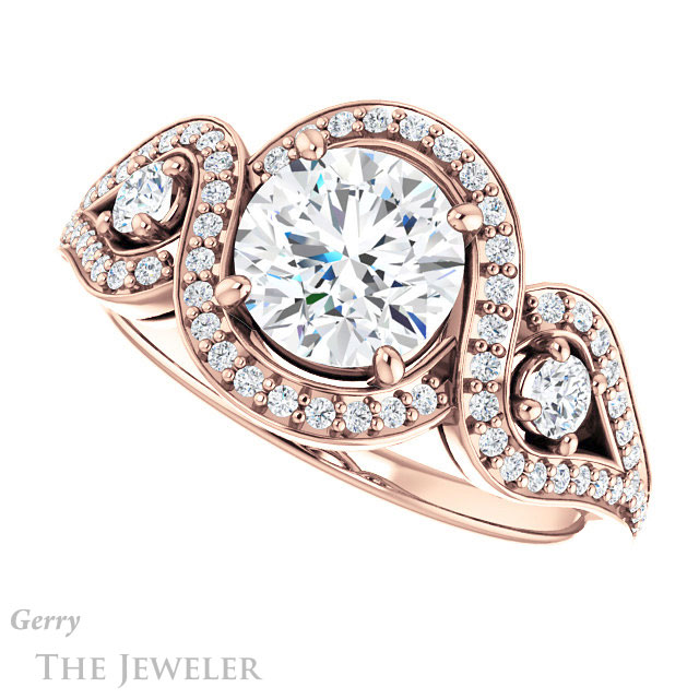 Round Cut Forever One Moissanite Engagement Ring #GTJ1044-round-fo-r