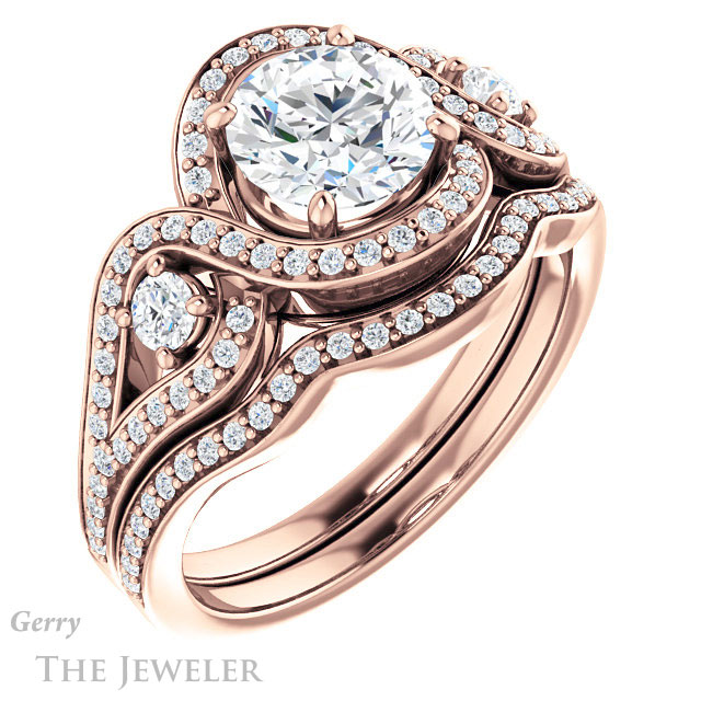 Round Cut Forever One Moissanite Engagement Ring #GTJ1044-round-fo-r