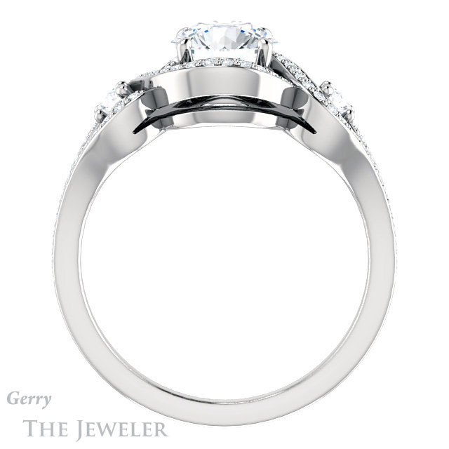 Round Cut Forever One Moissanite Engagement Ring #GTJ1044-round-fo-w