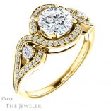 Round Cut Forever One Moissanite Engagement Ring #GTJ1044-round-fo-y
