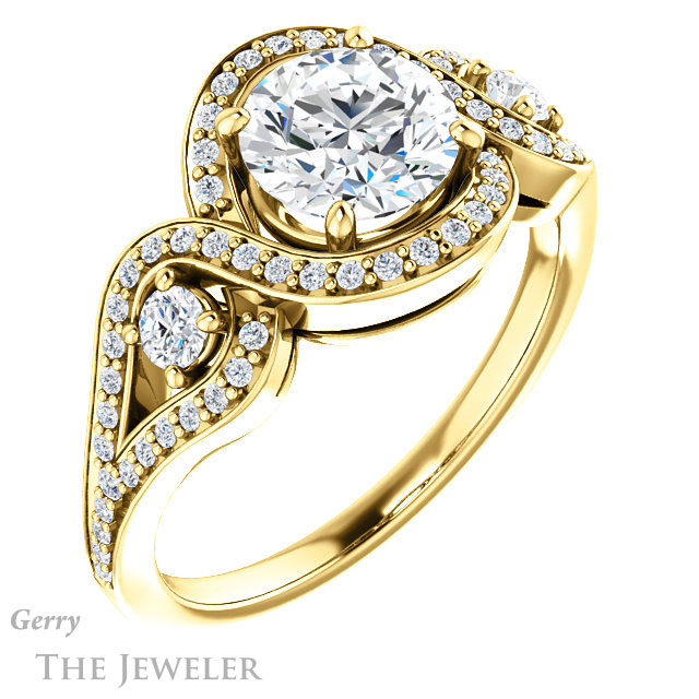 Round Cut Forever One Moissanite Engagement Ring #GTJ1044-round-fo-y