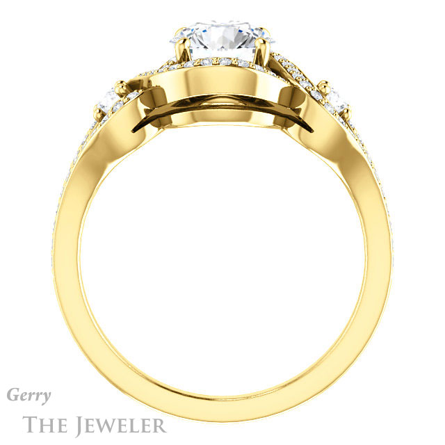 Round Cut Forever One Moissanite Engagement Ring #GTJ1044-round-fo-y