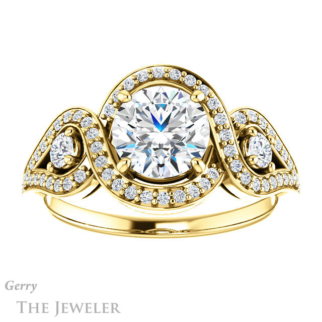 Round Cut Forever One Moissanite Engagement Ring #GTJ1044-round-fo-y