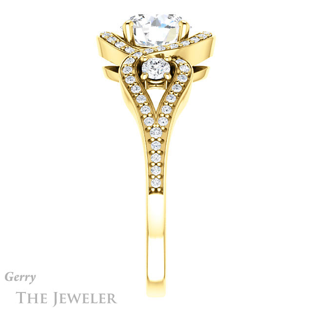 Round Cut Forever One Moissanite Engagement Ring #GTJ1044-round-fo-y