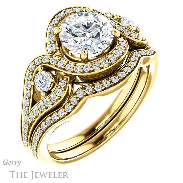 Round Cut Forever One Moissanite Engagement Ring #GTJ1044-round-fo-y