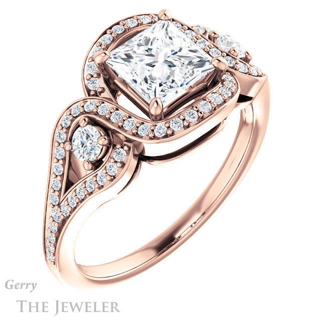 Princess Cut Forever One Moissanite Engagement Ring #GTJ1044-square-fo-r