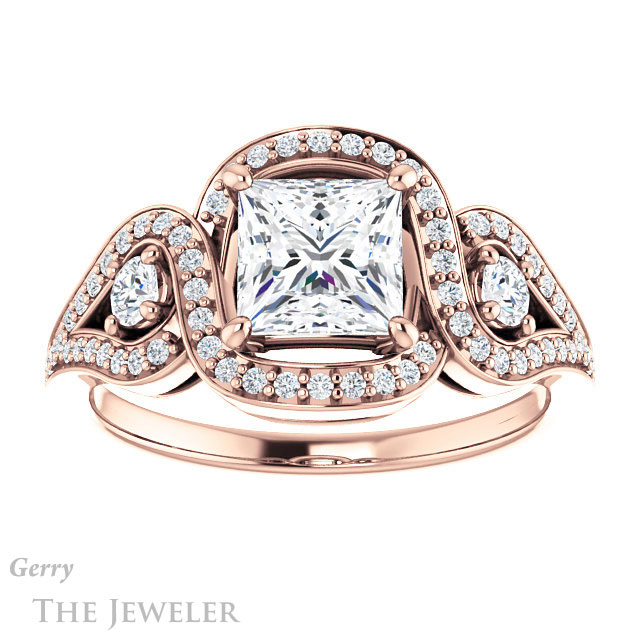Princess Cut Forever One Moissanite Engagement Ring #GTJ1044-square-fo-r