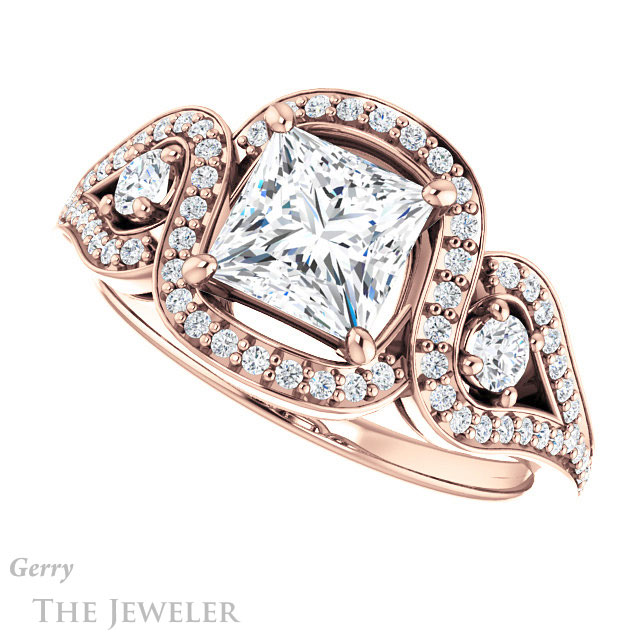 Princess Cut Forever One Moissanite Engagement Ring #GTJ1044-square-fo-r