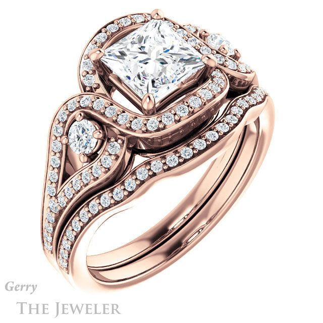 Princess Cut Forever One Moissanite Engagement Ring #GTJ1044-square-fo-r