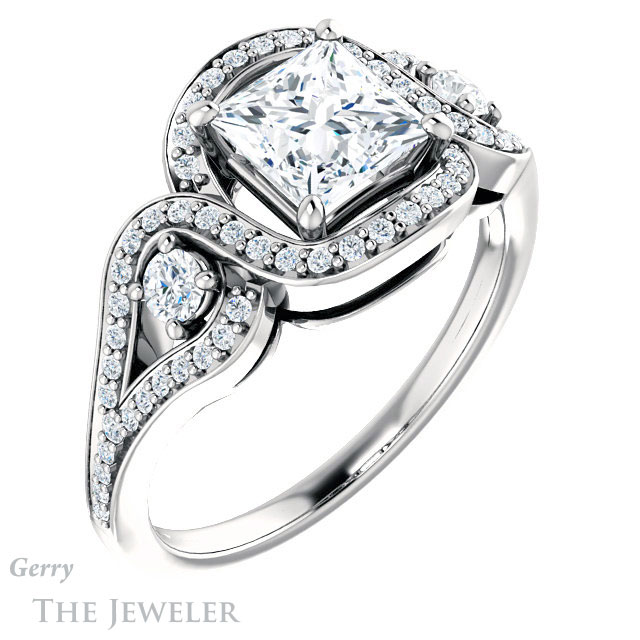 Princess Cut Forever One Moissanite Engagement Ring #GTJ1044-square-fo-w 4 Princess Cut Forever One Moissanite Engagement Ring #GTJ1044-square-fo-w