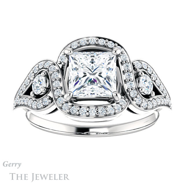 Princess Cut Forever One Moissanite Engagement Ring #GTJ1044-square-fo-w 1 Princess Cut Forever One Moissanite Engagement Ring #GTJ1044-square-fo-w