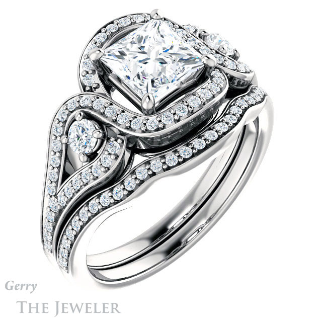 Princess Cut Forever One Moissanite Engagement Ring #GTJ1044-square-fo-w 6 Princess Cut Forever One Moissanite Engagement Ring #GTJ1044-square-fo-w