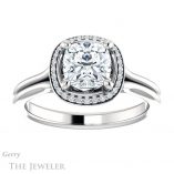 Cushion Cut Forever One Moissanite Engagement Ring #GTJ1045-cushion-fo-w