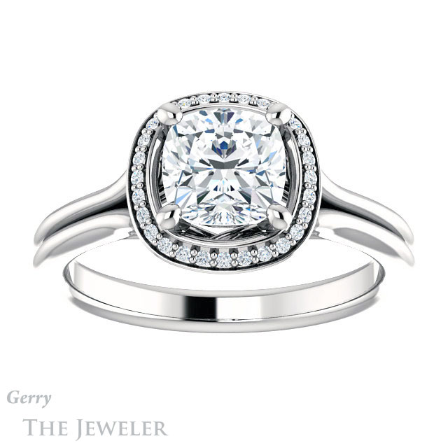 Cushion Cut Forever One Moissanite Engagement Ring #GTJ1045-cushion-fo-w