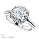 Cushion Cut Forever One Moissanite Engagement Ring #GTJ1045-cushion-fo-w