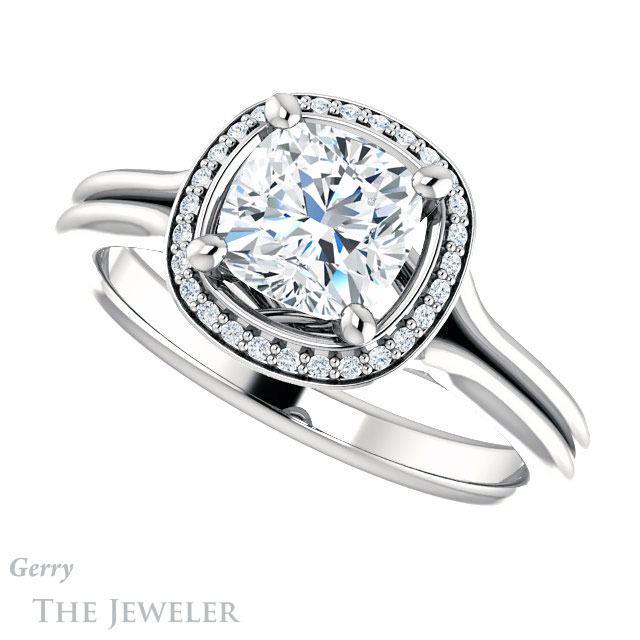Cushion Cut Forever One Moissanite Engagement Ring #GTJ1045-cushion-fo-w