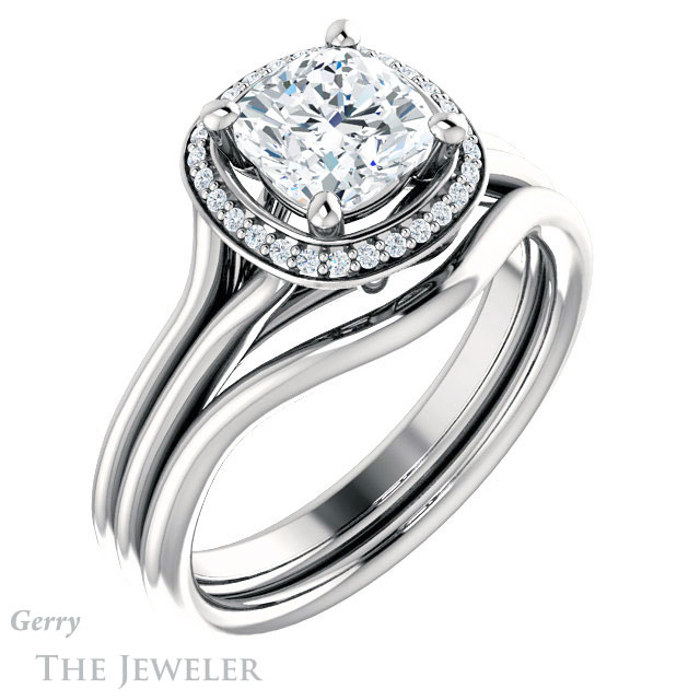 Cushion Cut Forever One Moissanite Engagement Ring #GTJ1045-cushion-fo-w