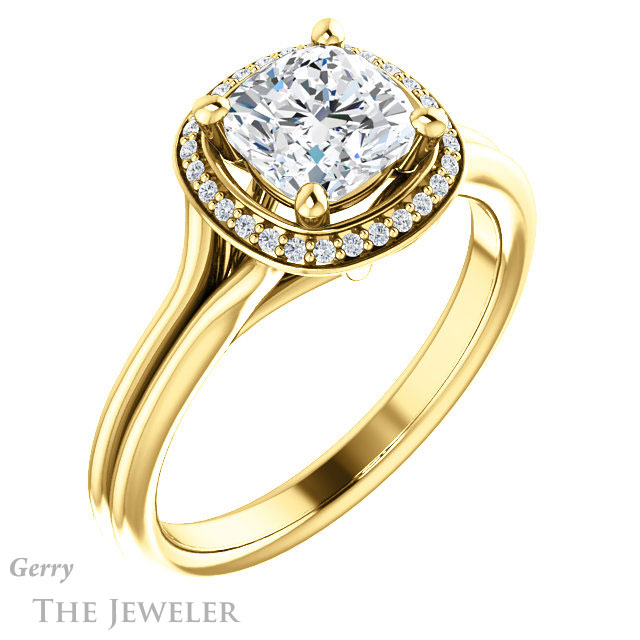 Cushion Cut Forever One Moissanite Engagement Ring #GTJ1045-cushion-fo-y