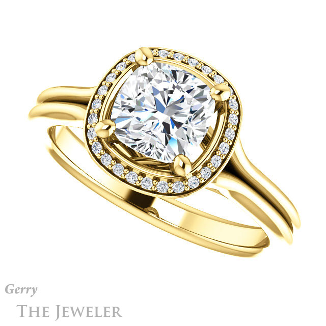 Cushion Cut Forever One Moissanite Engagement Ring #GTJ1045-cushion-fo-y