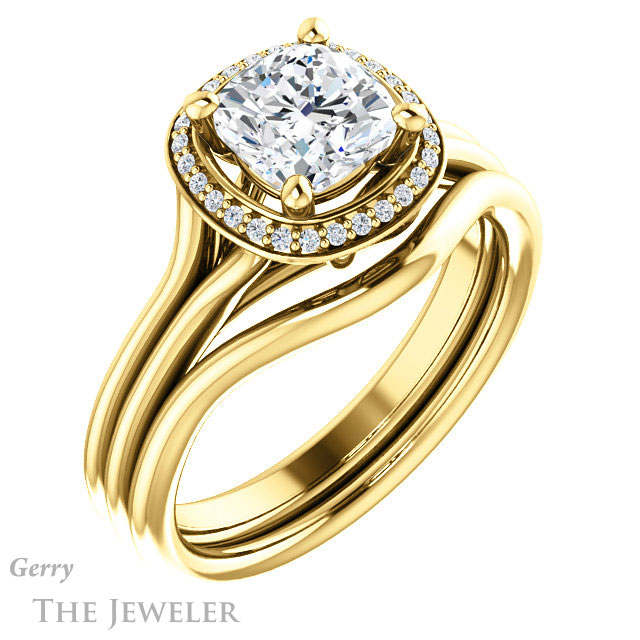 Cushion Cut Forever One Moissanite Engagement Ring #GTJ1045-cushion-fo-y