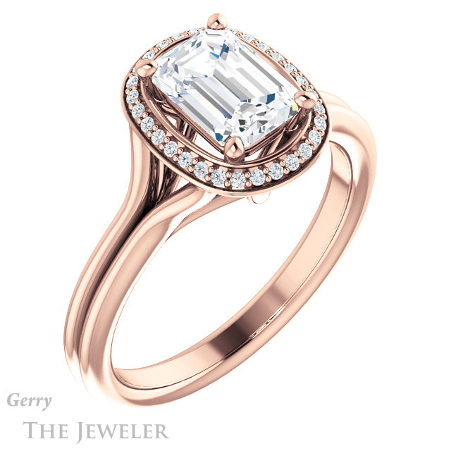 Emerald Cut Forever One Moissanite Engagement Ring #GTJ1045-emerald-fb-r 4 Emerald Cut Forever Brilliant Moissanite Engagement Ring #GTJ1045-emerald-fb-r