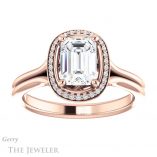 Emerald Cut Forever One Moissanite Engagement Ring #GTJ1045-emerald-fb-r 1 Emerald Cut Forever Brilliant Moissanite Engagement Ring #GTJ1045-emerald-fb-r