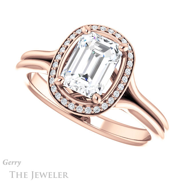 Emerald Cut Forever One Moissanite Engagement Ring #GTJ1045-emerald-fb-r 5 Emerald Cut Forever Brilliant Moissanite Engagement Ring #GTJ1045-emerald-fb-r