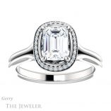 Emerald Cut Forever One Moissanite Engagement Ring #GTJ1045-emerald-fb-w 1 Emerald Cut Forever Brilliant Moissanite Engagement Ring #GTJ1045-emerald-fb-w