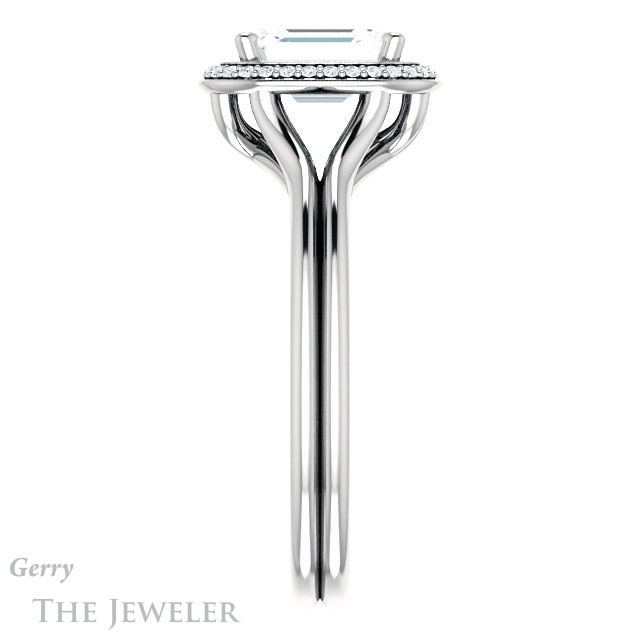 Emerald Cut Forever One Moissanite Engagement Ring #GTJ1045-emerald-fb-w 3 Emerald Cut Forever Brilliant Moissanite Engagement Ring #GTJ1045-emerald-fb-w