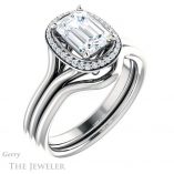 Emerald Cut Forever One Moissanite Engagement Ring #GTJ1045-emerald-fb-w 6 Emerald Cut Forever Brilliant Moissanite Engagement Ring #GTJ1045-emerald-fb-w