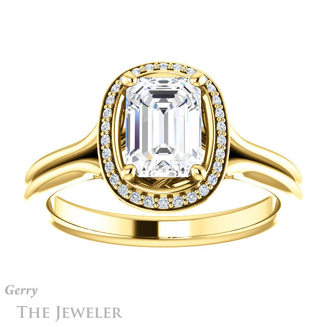 Emerald Cut Forever Brilliant Moissanite Engagement Ring #GTJ1045-emerald-fb-y