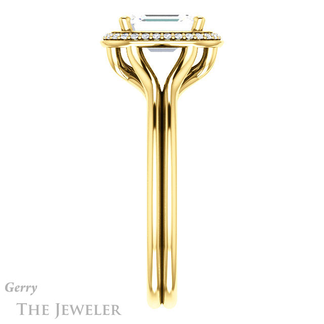 Emerald Cut Forever Brilliant Moissanite Engagement Ring #GTJ1045-emerald-fb-y