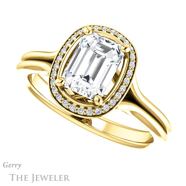 Emerald Cut Forever Brilliant Moissanite Engagement Ring #GTJ1045-emerald-fb-y