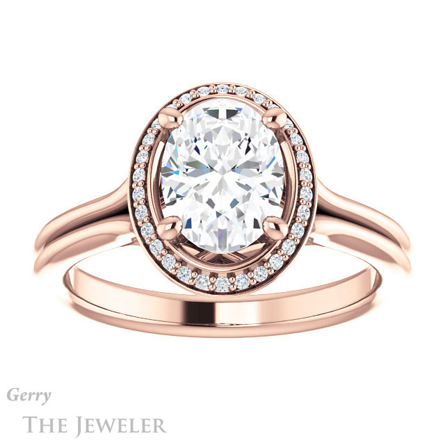 Oval Shaped Forever One Moissanite Engagement Ring #GTJ1045-oval-fo-r